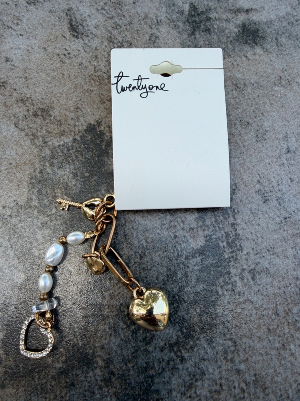 twentyone Gold Heart & Pearl Charm